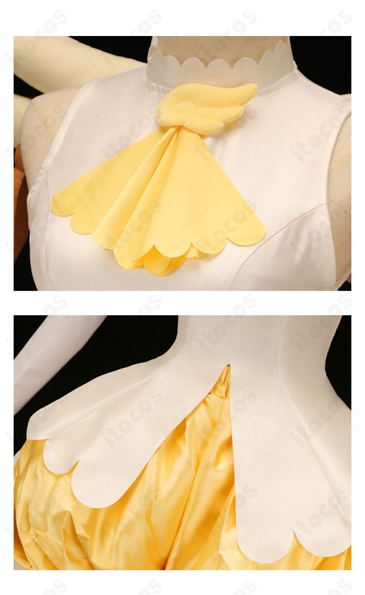 リボン装飾のクローズアップ。色味と形状、縫い付け位置など細部の再現度を示す