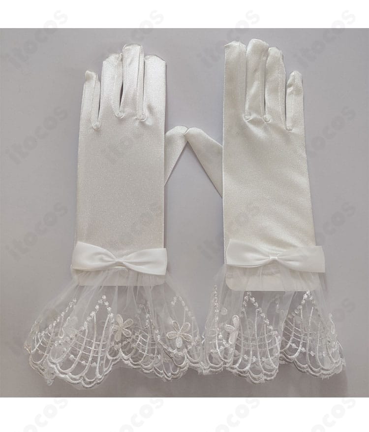 南ことり さくらプリン♪コスプレ衣装の手袋ディテール。刺繍風の意匠と縁取りの仕上がりを示すクローズアップ。