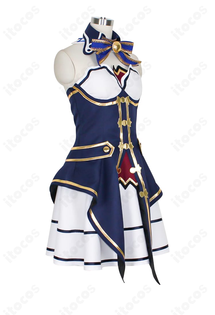 新次元ゲイム ネプテューヌVII ノワール 通常衣装コスプレ 側面装飾のクローズアップ。縁取りと装飾パーツの仕上がりが分かる