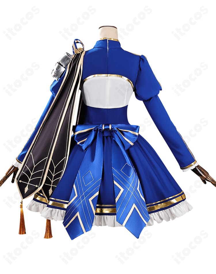 崩壊：スターレイル 風・壊滅モチーフ コスプレ衣装のバックビュー。背面デザインと大きなリボンの存在感を表現。