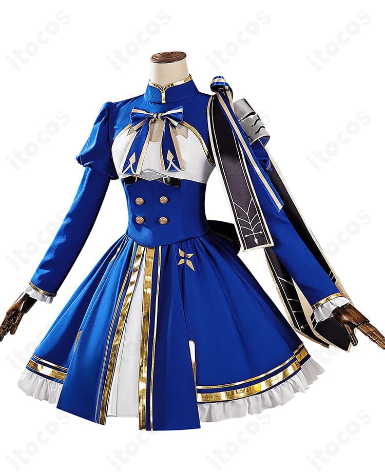 崩壊：スターレイル 風・壊滅モチーフ コスプレ衣装のサイドビュー。横からのラインと装飾の立体感を確認。