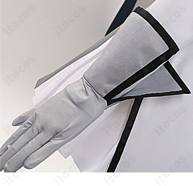 手袋装飾の接写。甲部分の飾りと縫製、指先までのフィット感を表現。