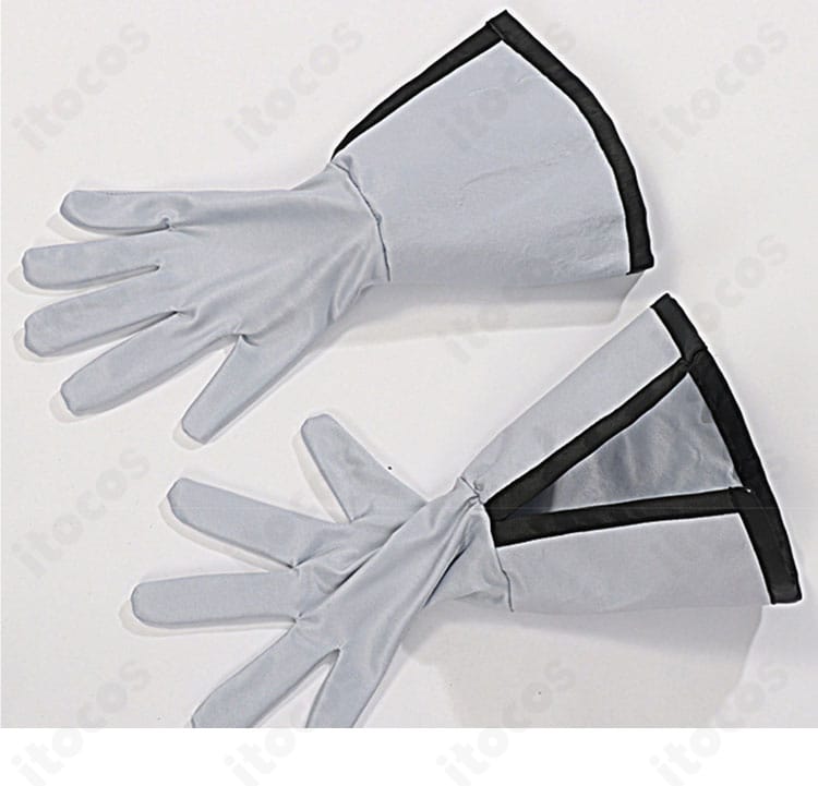 手袋ディテール再掲。装飾ラインと素材感、可動時のしわの出方を分かりやすく表現。