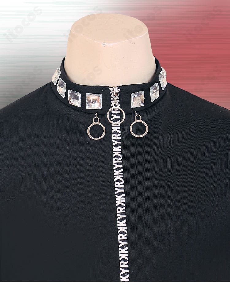 襟元と前立て装飾の近接ディテール（カラー形状）