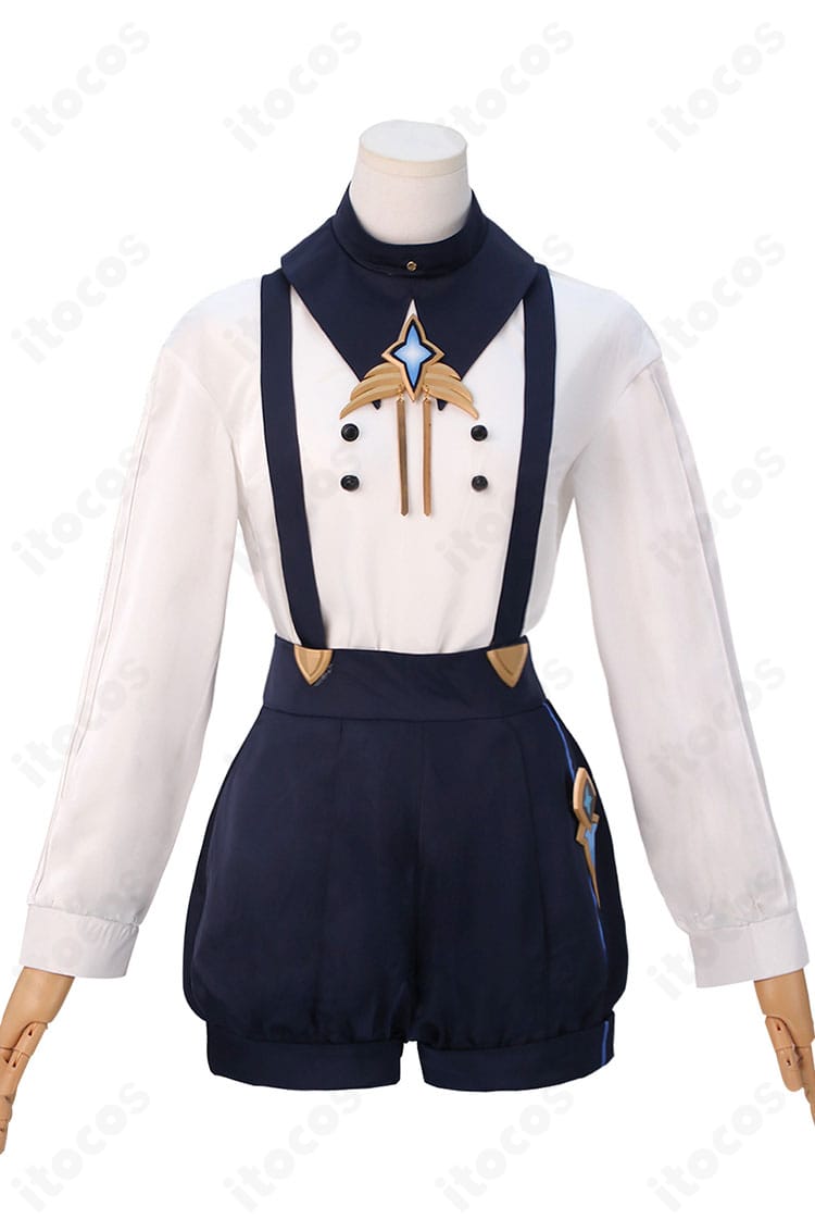 サンデー衣装トップスとマントの正面。礼装シルエットと配色のバランスがわかる構図。