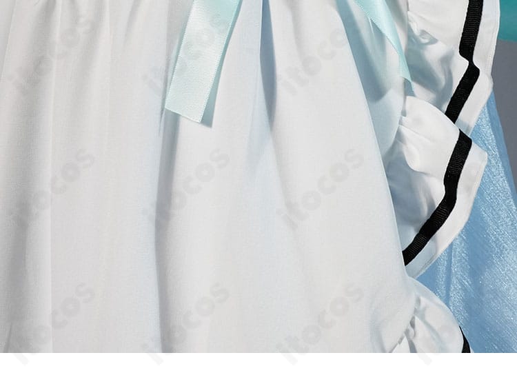 NIKKE シンデレラ カフェ店員衣装の衣裾デザインと縁取りステッチのクローズアップ画像