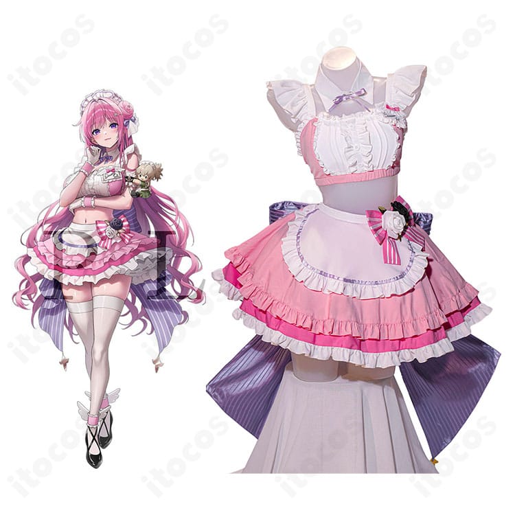 勝利の女神：NIKKE ドロシー GALLERYカフェ店員衣装を着用した全身イメージと小物構成