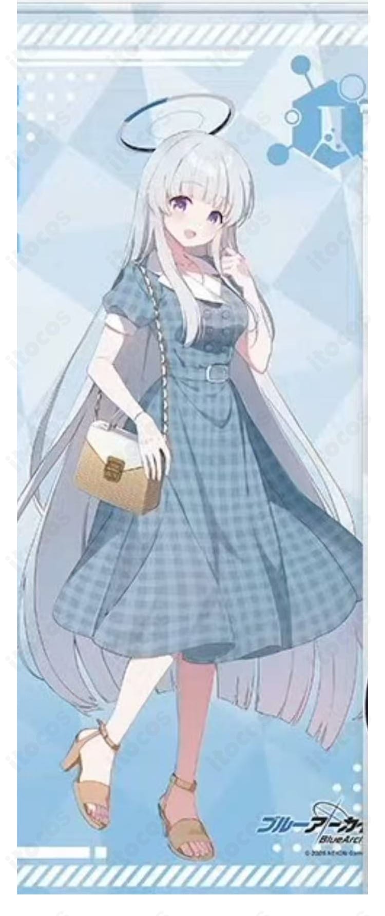 ブルーアーカイブ 生塩ノア向けコスプレブーツの全体画像。合成革素材で撮影映えする質感が特徴の新品未使用モデル。