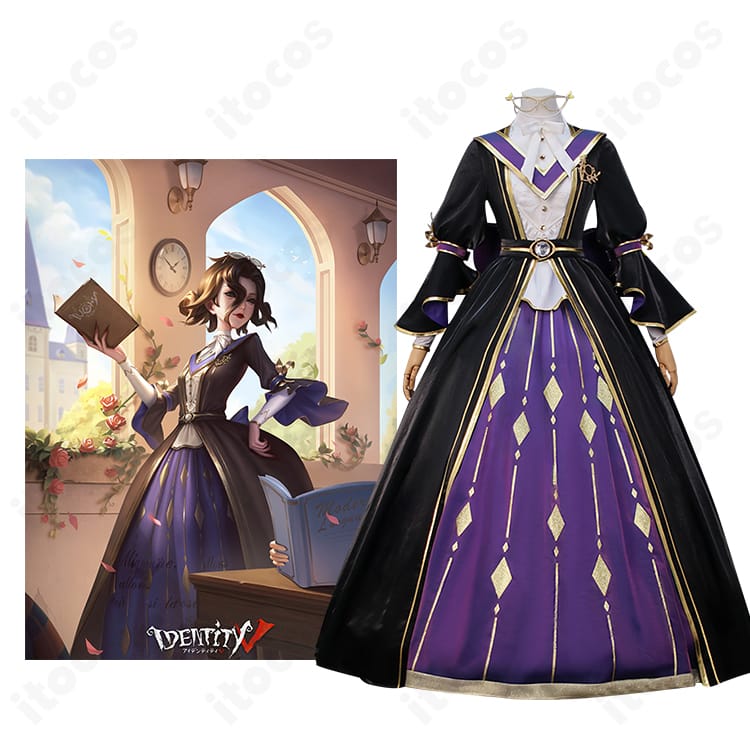 IdentityV/第五人格 血の女王（マリー）象牙の塔シリーズ新衣装の全身正面。シャツとネックレスの配置が分かる高再現コスチューム