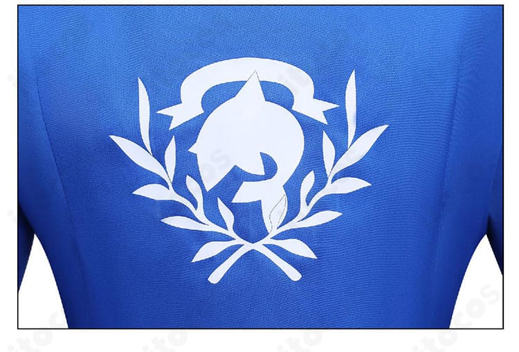 雨海ルカ コスプレ衣装の背面模様ディテール。後ろ姿のアクセントと生地のハリを表現