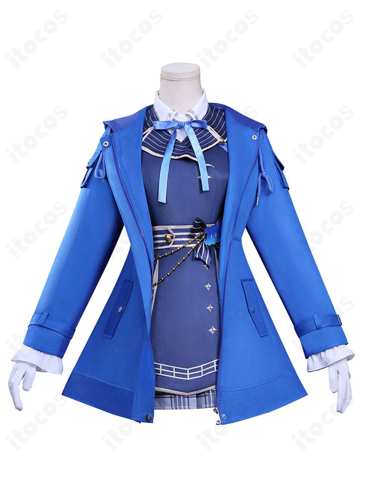雨海ルカ コスプレ衣装の正面全体図。襟元の装飾とシルエットを高再現した仕上がり