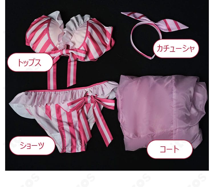 冴えない彼女の育てかた 加藤恵 水着コスプレのセット内容一覧。トップス・ショーツ・カチューシャ・コートが揃うフルセット。