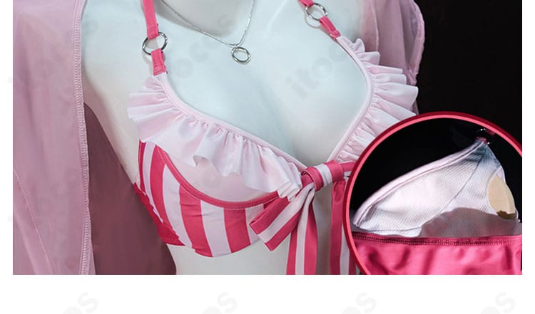 冴えない彼女の育てかた 加藤恵 水着コスプレのトップス内側ディテール。裏地仕様と通気性に配慮した仕立てを示す画像。