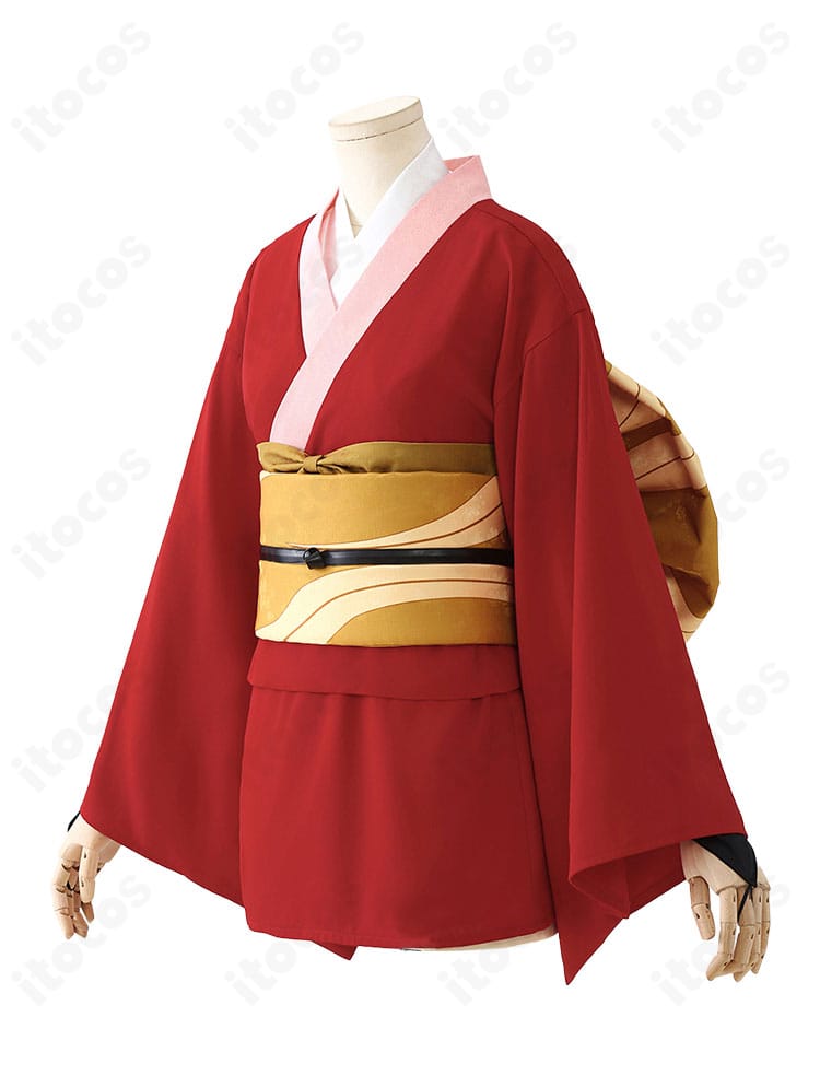 神楽 吉原炎上篇コスプレ衣装の左側ディテール。縫製の整いとラインの滑らかさを示すサイドビュー。