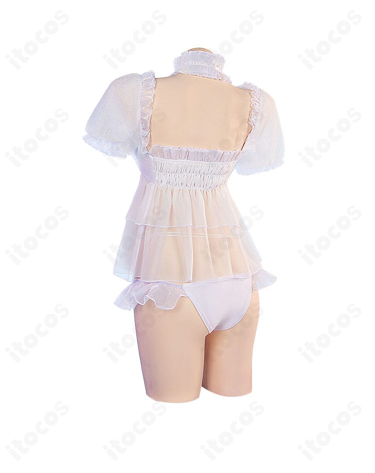 勝利の女神：NIKKE ドロシー セレンディピティ衣装の背面全体。背面装飾のレイアウトとラインの美しさを強調