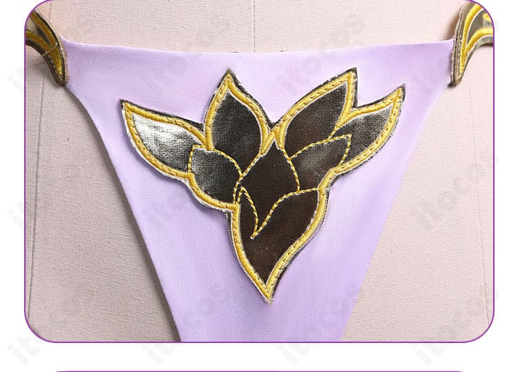 FGO カーマ 第二再臨コスプレ衣装 下衣の花柄装飾ディテール。柄配置と発色の比較に最適