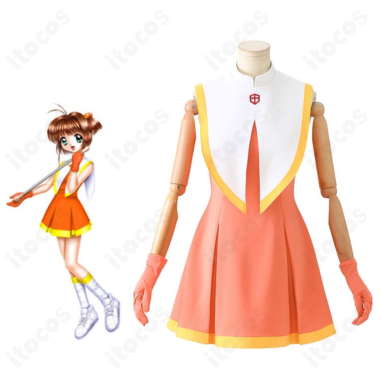 カードキャプターさくら 木之本桜のチアリーディング部 大会用ユニフォームを着用した全身イメージ。キャラクター再現度が分かる比較視点。