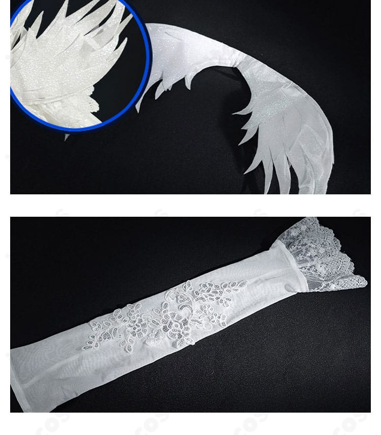 アズールレーン ジェーナス ケッコン衣装の背飾りクローズアップ。立体感ある翼パーツの質感と接続部を確認。