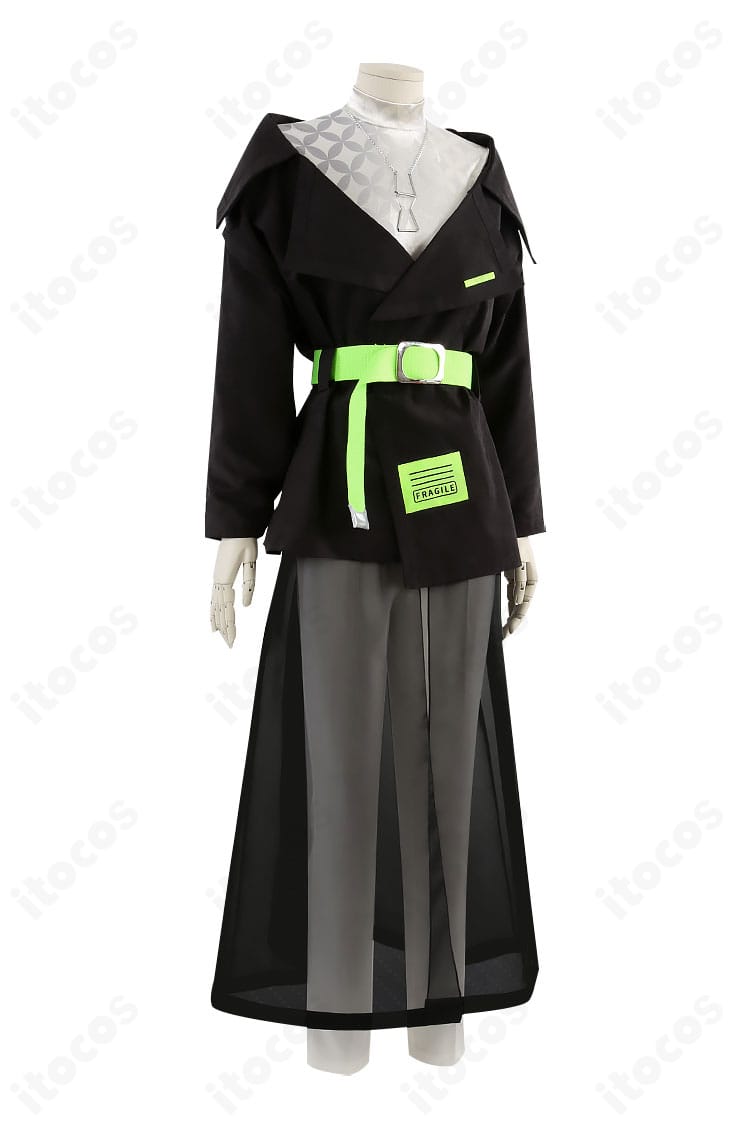 礼瀬マヨイ・風早巽 フラジールver. コスプレ衣装 側面図｜コートの落ち感とスカートのシルエット、腰ひもの流れを確認