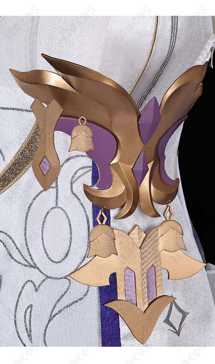 崩壊3rd エリシア コスプレ衣装の腰飾りディテール。装飾モチーフと質感を高精度に再現。