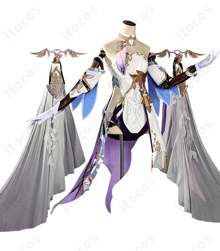 崩壊3rd エリシア 真我・人の律者 舞踏会ゲストドレスの側面。袖と腰飾りの立体感を強調したアングル。