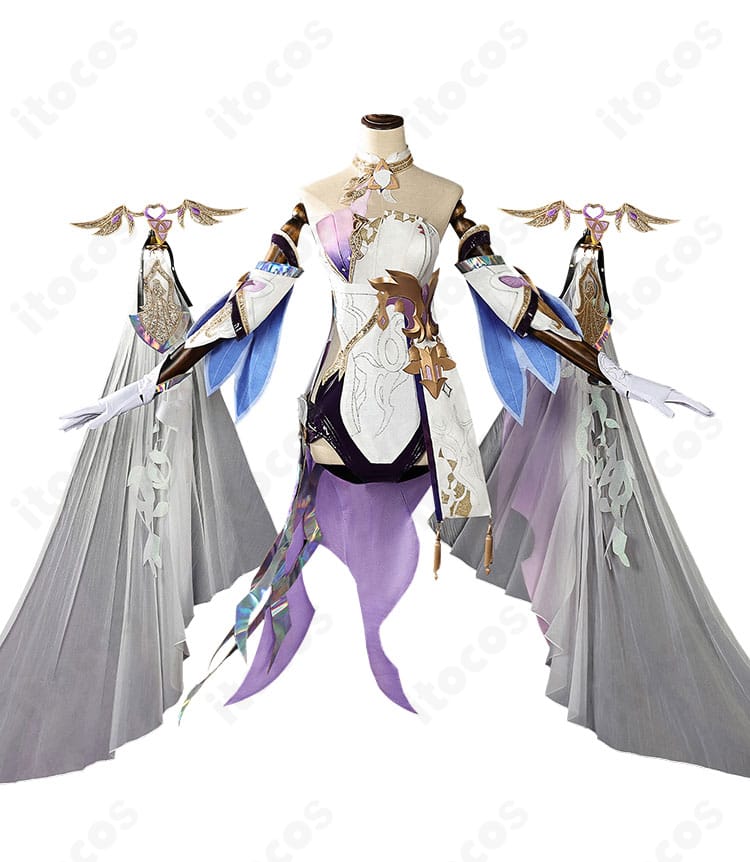 崩壊3rd エリシア 真我・人の律者 舞踏会ゲストドレスの正面全身。レオタードと襟飾りのラインが分かる構図。