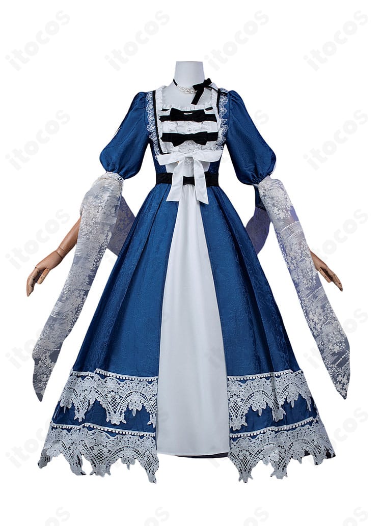 アタナシア 通常服コスプレ 正面全体図。ワンピースとストール、腰飾りを合わせた高再現シルエット。