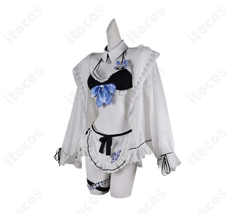 兎田ぺこら メイド水着コスプレ 側面スタイル｜うさ耳とスカートのラインが映える設計