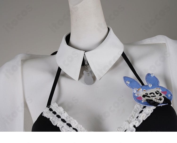 兎田ぺこら メイド水着 襟元アップ｜つけ襟と縁取りの可愛い設計