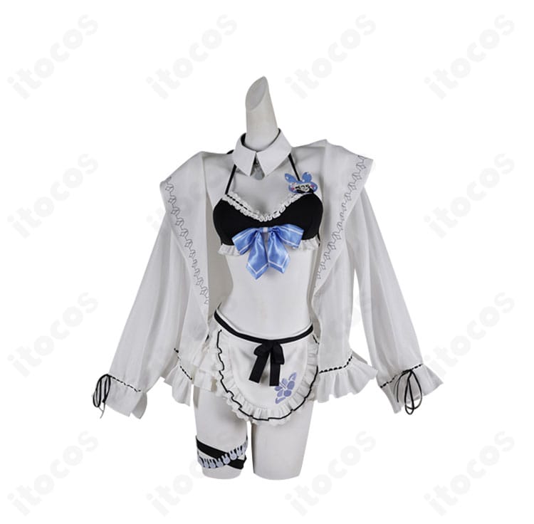 兎田ぺこら メイド水着コスプレ 正面全体像｜カラー配分とシルエットを高精度再現