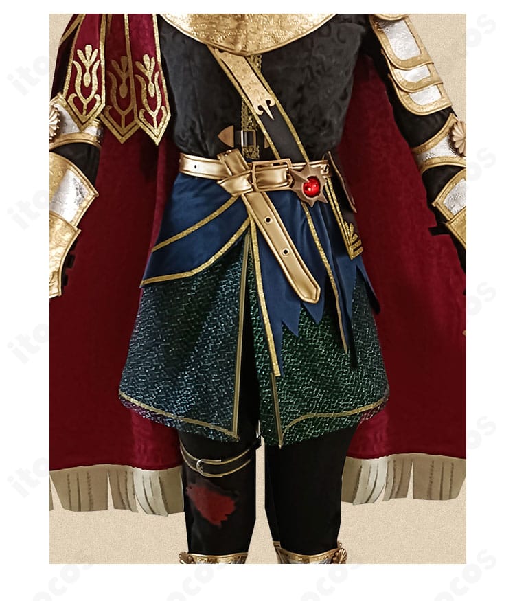 第五人格 作曲家 竜狩人コスプレ衣装の襟元装飾ディテール。意匠パーツの配置と質感が分かるアップ画像。