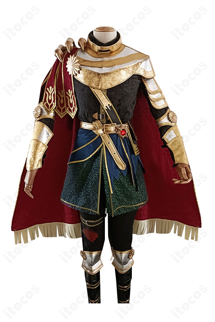 IdentityV 第五人格 作曲家 竜狩人コスプレ衣装の正面全体写真。マントと鎧装飾を含む高再現ディテール。