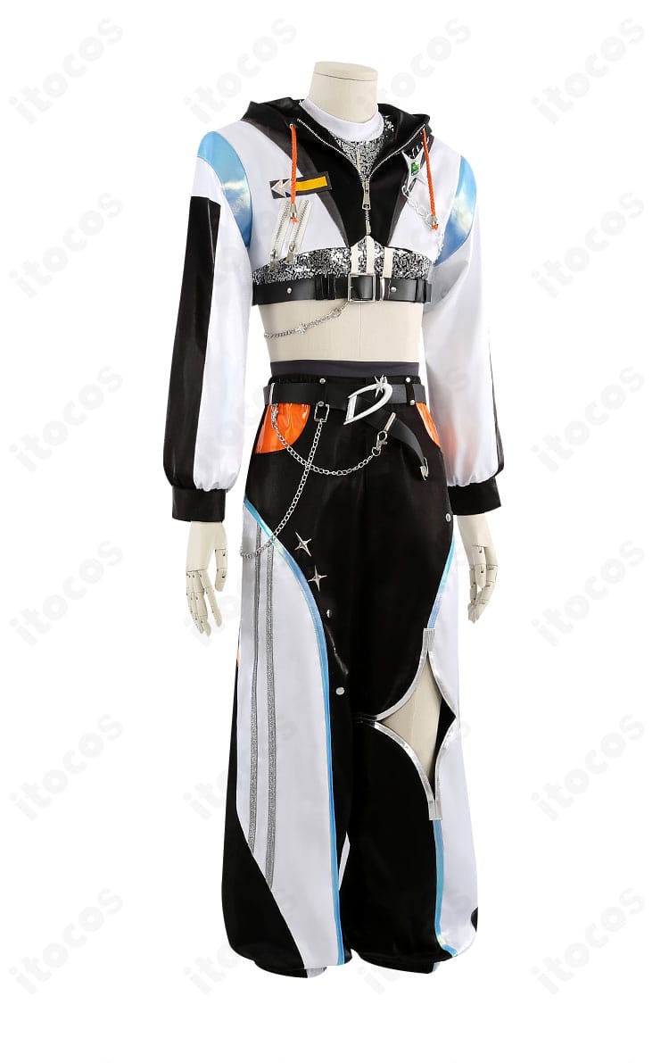 MODE／D衣装 右側アングル｜立体的なコートラインとベルトワークを強調したシルエット