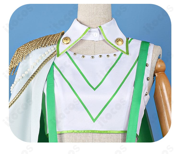 北原キョウカ 魔法衣装コスプレの上衣フロントディテール。胸元の切り替えと装飾位置を高精度に表現。