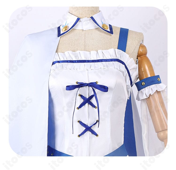 上泉マイ 魔法衣装ver. ブーツ 襟・履き口ディテール。縫製のステッチワークとエッジ処理のアップ