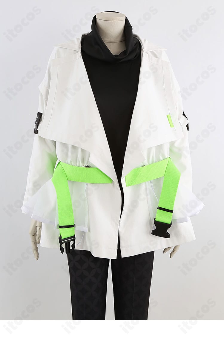 白鳥藍良 フラジール衣装の上着襟元アップ。切り替えと生地の質感・ステッチが確認できる