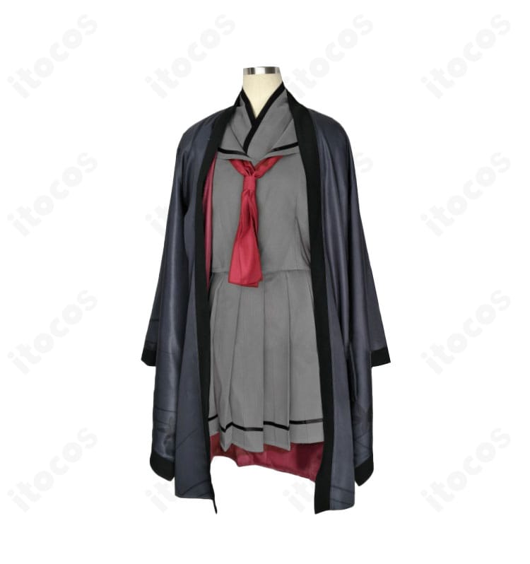 七稜アヤメ コスプレ衣装の側面アングル。立体裁断による自然なシルエットと丁寧な縫製ラインを強調