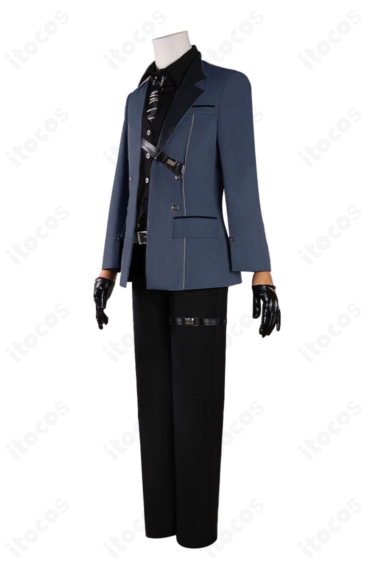 恋と深空 禁域の外 コスプレ衣装の側面。斜めベルトやシルエットのラインなどディテール再現を強調