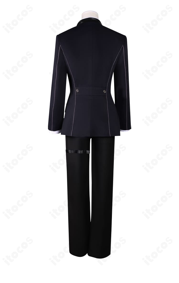 恋と深空「才智の境界」コスプレ衣装の背面全体。ロングコートの落ち感とシルエットを示す写真。