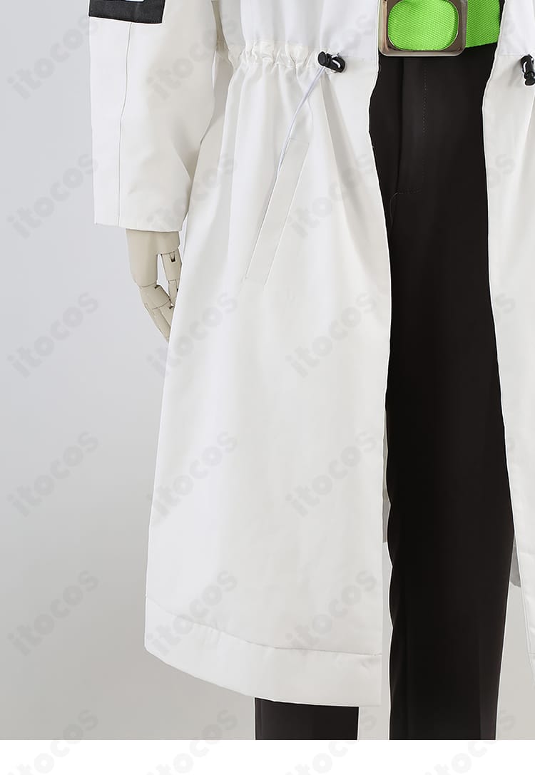 プロセカ「フラジール」コート腰部装飾の接写。ベルト位置と金具ディテール