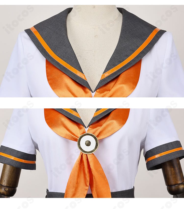 FGO 岸波白野 セーラー服の襟元ディテール。リボンとライン配色が可愛らしさを演出するクローズアップ。