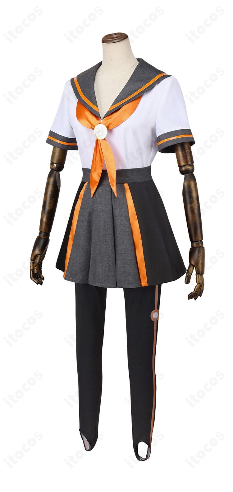 FGO ザビ子 セーラー服コスチュームの側面スタイル。自然なウエストラインとレギンスのフィット感を示す。