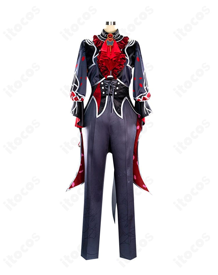 プロセカ 鏡音レン コスプレ衣装の正面全体図。スカーフとコルセットを含む高再現デザイン。