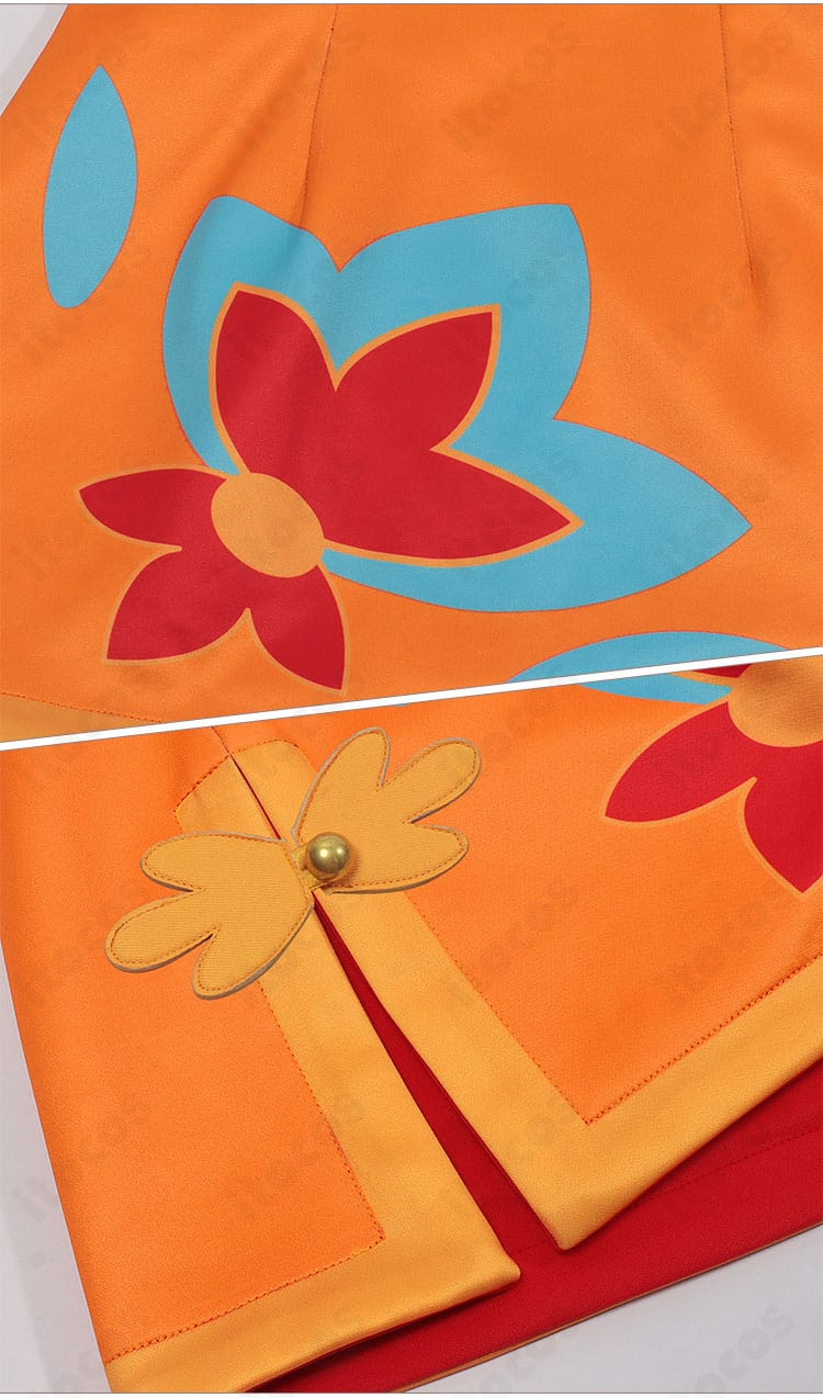 木之本桜 コスプレ衣装の模様と前開き襟のアップ。刺繍風ディテールがアクセントとなる再現ポイントを強調。