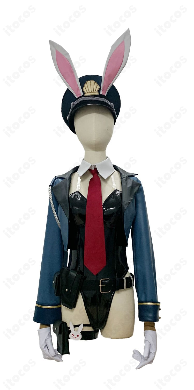 アズールレーン ネプチューン「いざゆけウサギセキュリティ！」コスプレ衣装の正面全体画像。帽子・コート・レオタード・小物一式の高品質再現