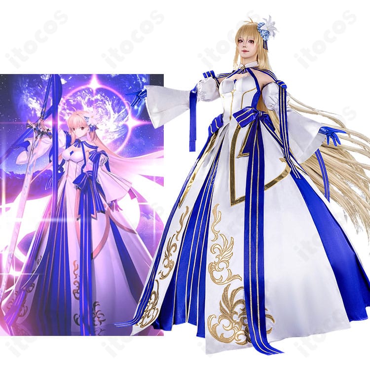 Fate/Grand Order アーキタイプ:アース アルクェイド・ブリュンスタッドの公式イメージを再現したコスプレ衣装全体とキャラクタービジュアルの比較イメージ