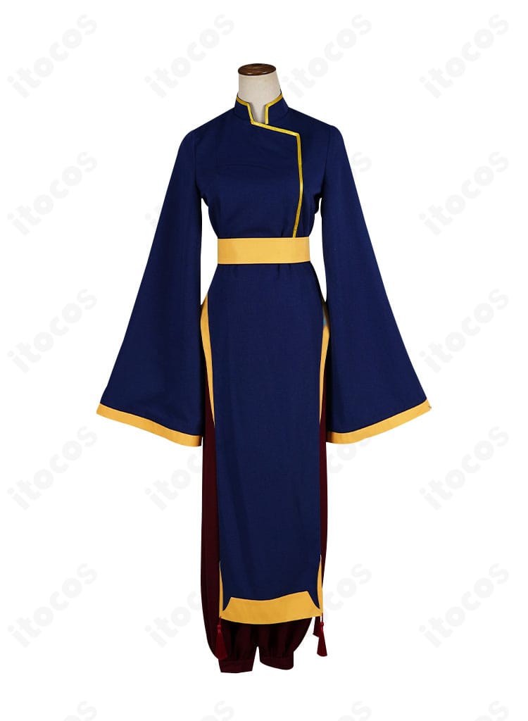 薬屋のひとりごと 猫猫 キョンシー風コスプレ衣装の正面全体。トップスと帯、帽子のバランスが分かる忠実なデザイン。