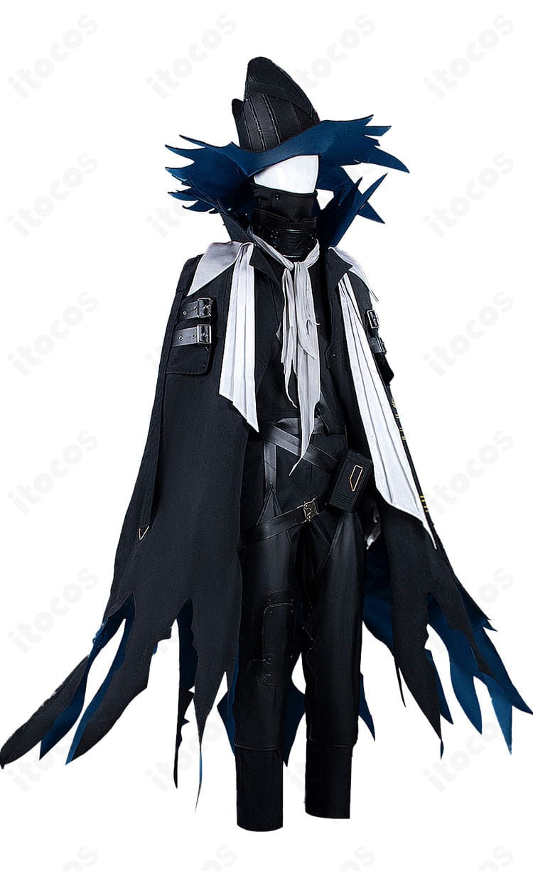 右側面から見た全身ビュー。袖ラインとベルト位置、レッグカバーの重なりが確認できる角度。