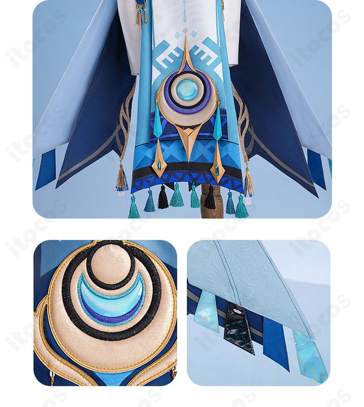 原神 ラウマ コスプレ衣装 肩飾りとネックレスの細部。エレガントなアクセントを強調