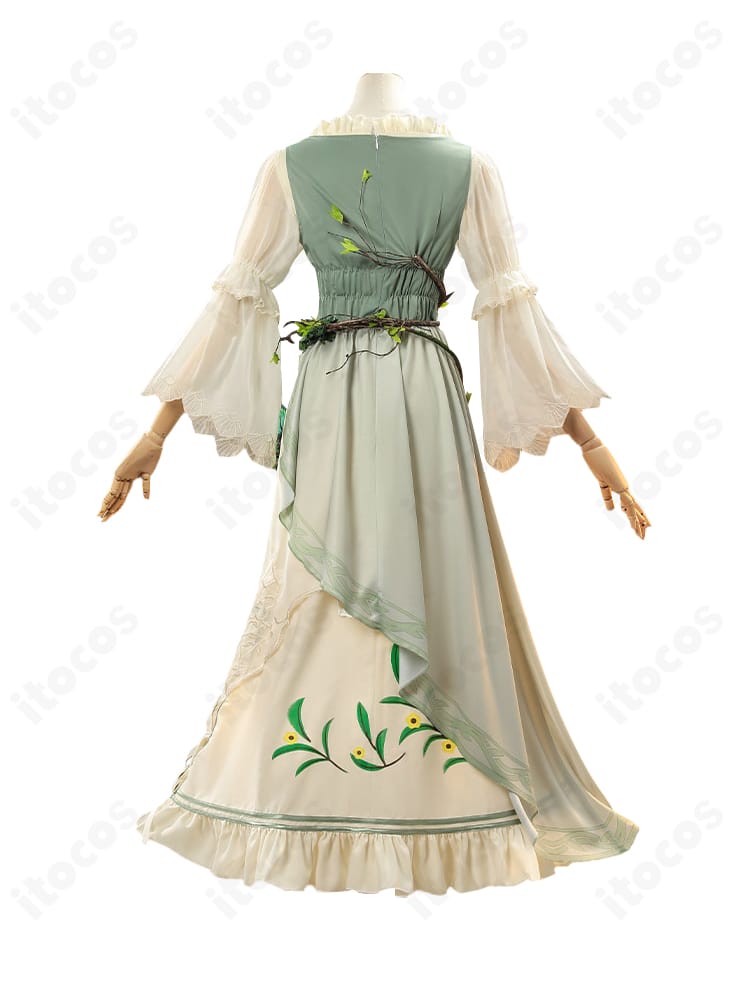 IdentityV 第五人格 使徒 アン「暮れゆく花園の祈り」コスプレ衣装の背面デザイン。腰飾りと裾装飾の配置が見える角度。